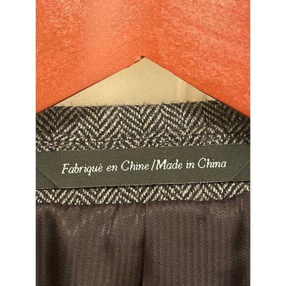 Mens Herringbone Blazer Jacket 52T 100% Wool Gray - Picture 2 of 16